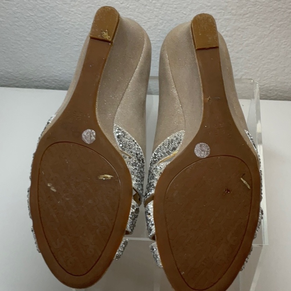 Alex Marie Elegant Champagne Rhinestone Peep-Toe Women's Heel 8.5 - Picture 8 of 10